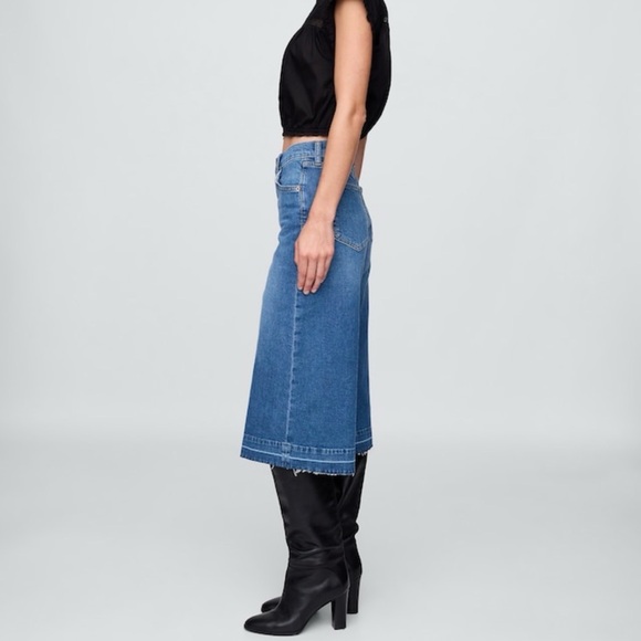 GAP Women High Rise Wide-Leg Culotte Medium Blue Indigo 32/14 Short Jeans NWT - Picture 5 of 8